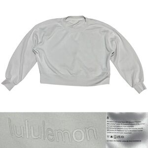 Lululemon Softstreme Perfectly Oversized Cropped Crew Womens Size 8 In Dove Grey